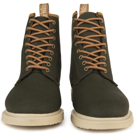 dr martens  men whiton  canvassuede green boots