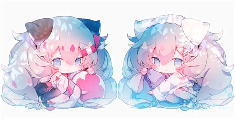 aqua eyes aqua hair chibi fuyuzuki gato hatsune miku