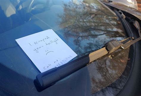 someone scratches a stranger s truck leaves a note and gets an