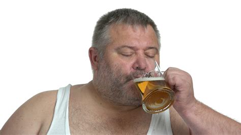 portrait  satisfied fat man drinking beer stock footage sbv  storyblocks