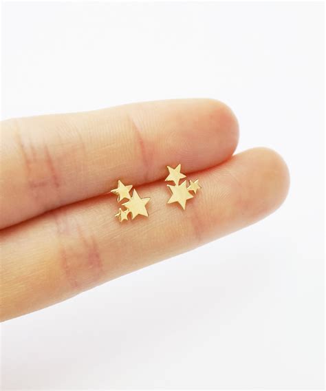 gold galaxy earringssterling silver earringsstar studsimple earrings