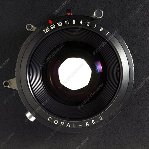 large format adjustable camera lens stock image  science