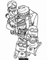 Coloring Gru Minions Pages Daughters Despicable Kids sketch template