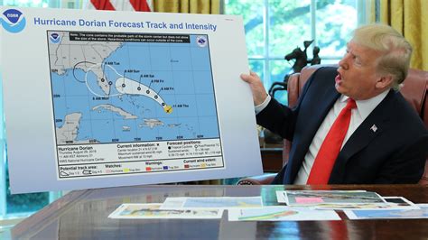 trump displays hurricane map doctored  support  tweet  dorian threatened alabama