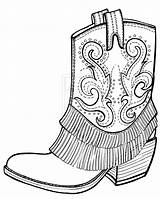Cowboy Boots Pages Clipart Coloring Boot Clipartix sketch template