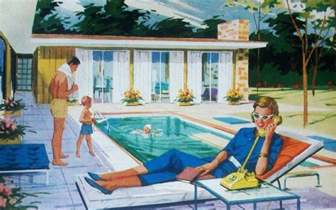 Rogerwilkerson Poolside 1960 Vintage Illustration