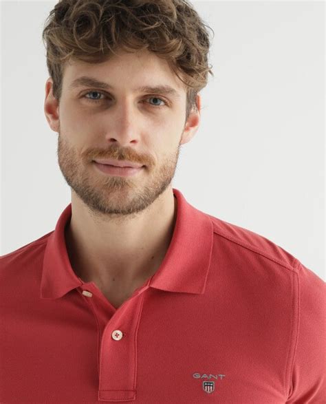mens basic maroon short sleeve polo shirt gant fashion el corte