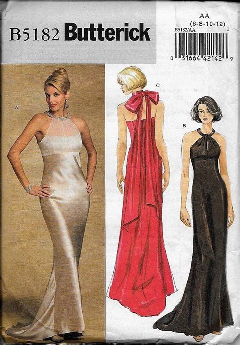 Butterick 5182 Misses Halter Or Sleeveless Close Fitting And Long