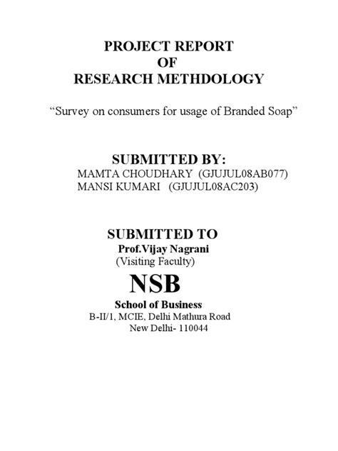 project report  research methdology brand business