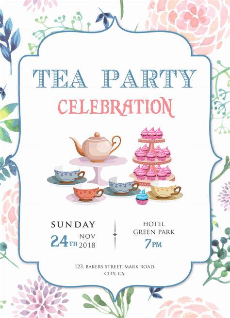 tea party invitation template free in 2020 party invite