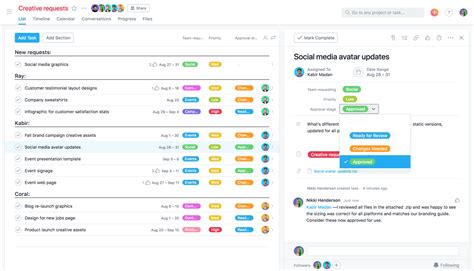 see asana task status and manage approvals product guide · asana