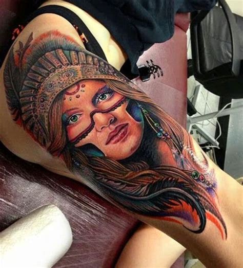 Indian Girl Tattoo On Leg Tatuajes Indios Tatuajes Nativos Tatuajes