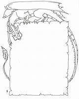 Dragon Pages Border Coloring Colouring Parchment Borders Designs Pagan Wiccan Book Paper Boarder Shadows Stationery Visit Choose Board Wicca Witchcraft sketch template