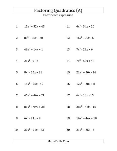 images  factoring perfect square trinomials worksheet