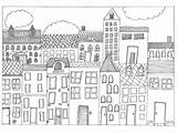 Colouring Town City Settlement sketch template