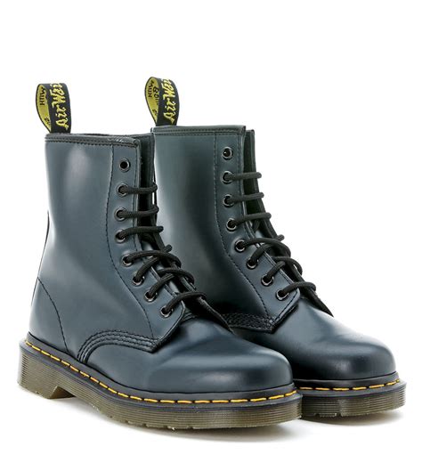 dr martens drmartens blue leather ankle boots  blue blu lyst