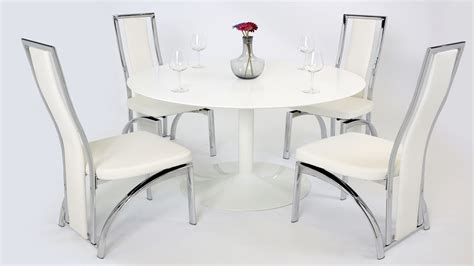 White Gloss Dining Table And 4 Chairs Homegenies
