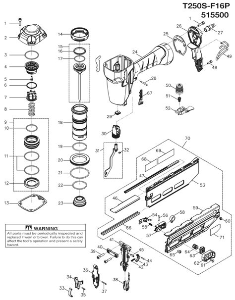 paslode ts fp  gauge straight finish nailer  model schematic parts diagram