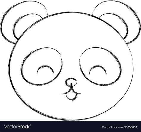 cute sketch draw panda bear face royalty  vector image