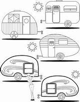 Airstream Roulotte Teardrop Caravane Caravan Wohnwagen Lineart Applique Printables Outdoors Patron sketch template