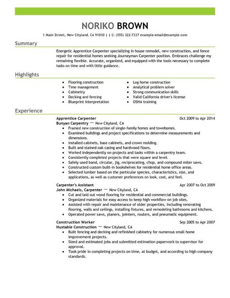 carpenter resume skills culiniarybazaar