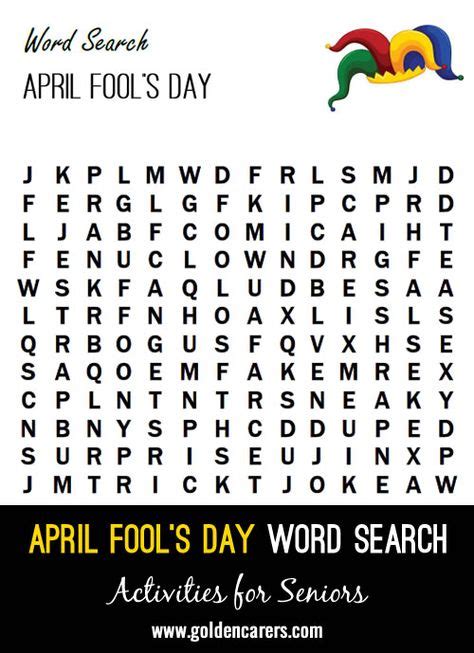 april fools day word search april fools day april activities march