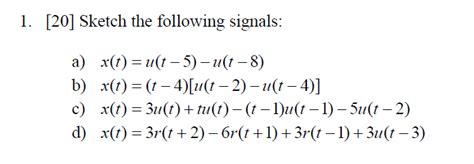 solved sketch the following signals x t u t 5 u t