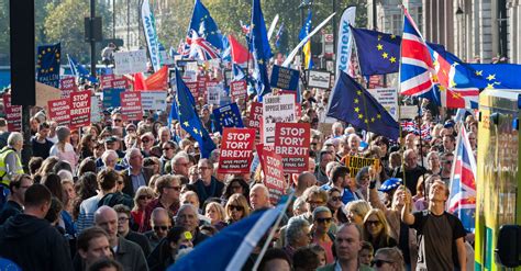 hundreds  thousands march  london demanding   brexit vote huffpost
