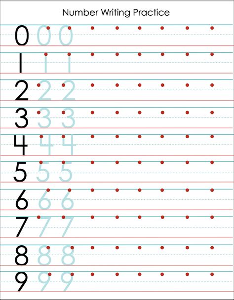 number writing practice sheet  printable flanders family homelife