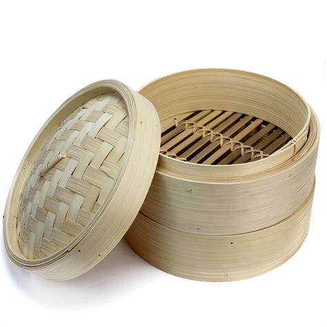 2 Layer New Chinese Bamboo Steamer Steamed Buns Dim Sum Rice Kitchen