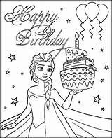 Birthday Coloring Happy Pages Color Frozen Disney Printable Card Anna Getcolorings Getdrawings Activity sketch template