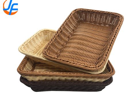brown rectangle wicker displaying tray plastic rattan basket