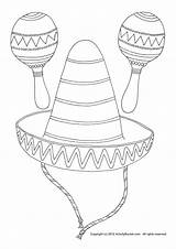 Sombrero Maracas Getdrawings Mexican sketch template