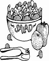 Salad Coloring Fruit Printable Pages Bowl Drawing Kids Getdrawings Salads Popular Food Print Getcolorings sketch template