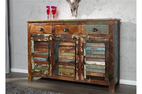 buffet industriel  portes  tiroirs en bois recycle pour salle  manger