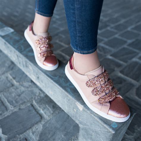 pink sneakers with glittery velcro vanessa wu e store
