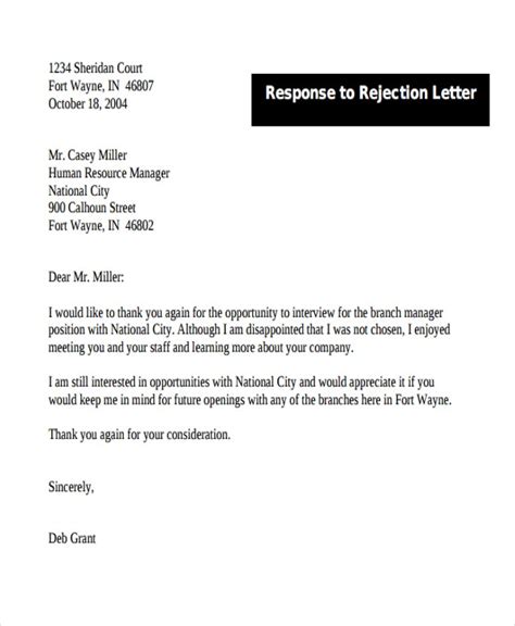 bad news letter sample job rejection master  template document