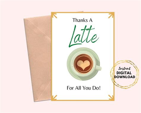 printable   latte     greeting card coffee etsy