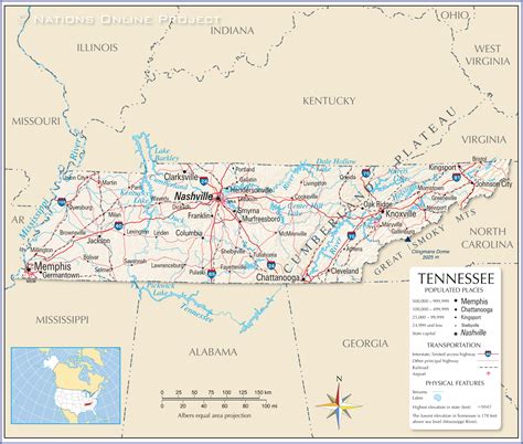reference maps  tennessee usa nations  project