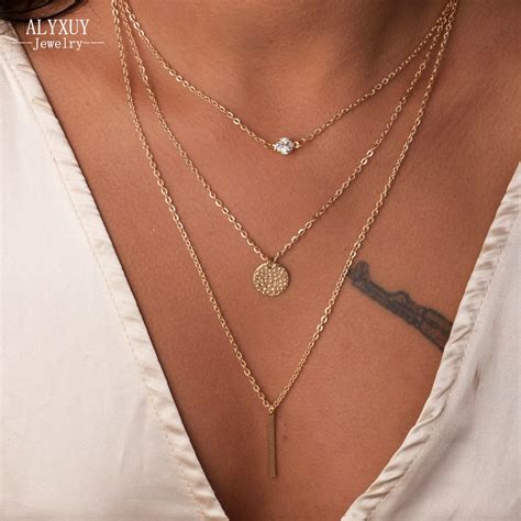 fashion accessories jewelry  bohemia beach style  layers chain link necklace gift  women