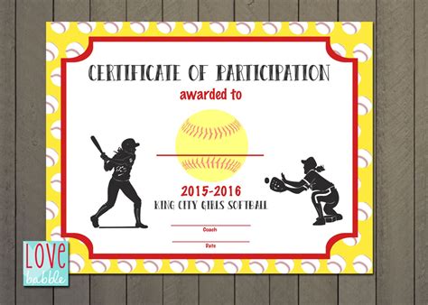printable softball certificates printable templates