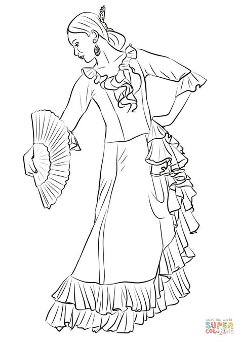 spanish flamenco dancer coloring page  printable coloring pages