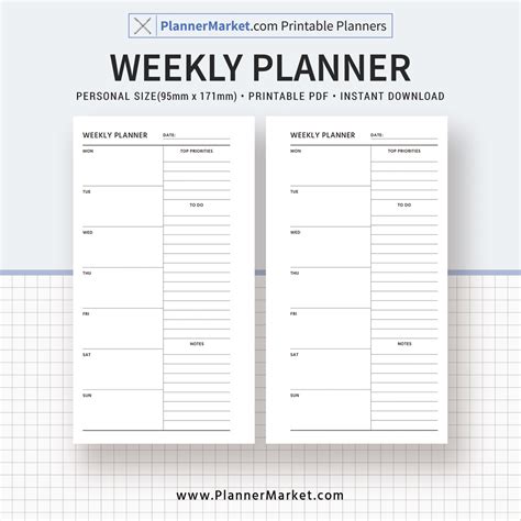 minimalist weekly planner weekly schedule weekly agenda personal