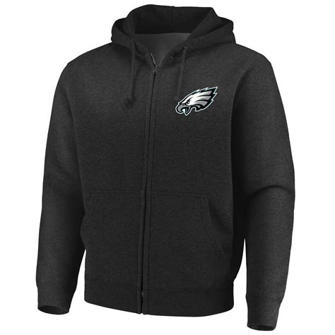 mens majestic black philadelphia eagles cap logo full zip hoodie