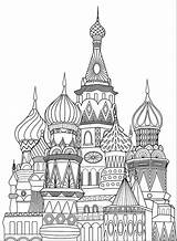 Coloring Moscow Cathedral Kremlin Basils Disegni Colorare Architettura Moscou Adultos Adulti Habitation Representing Adjoining Justcolor sketch template