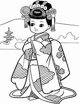 Japonesas Meninas Coloriage Japonais Kimono Bonecas Japonesa Japanese Muñecas Pages Kiichi Japonaises Ribambins Menininhas Colorier Japon Pintar Tableau Quilts Anúncios sketch template