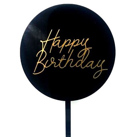 black gold happy birthday paddle acrylic