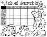 School Timetable Coloring Book Vector Colouring Illustration sketch template