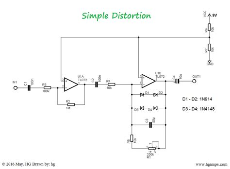 simple distortion effect circuit   parts   chip tl      youre