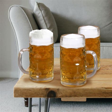 Classic Beer Pint Glass Pot Old German Pub Bar Style Tankard Handle